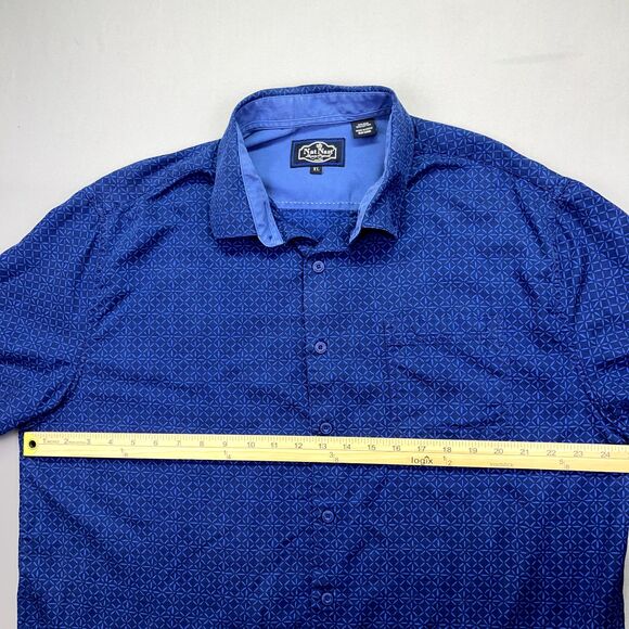 Nat Nast Luxury Originals Shirt Mens XL Blue Short Sleeve Geometric Print Btn Up - Picture 8 of 16